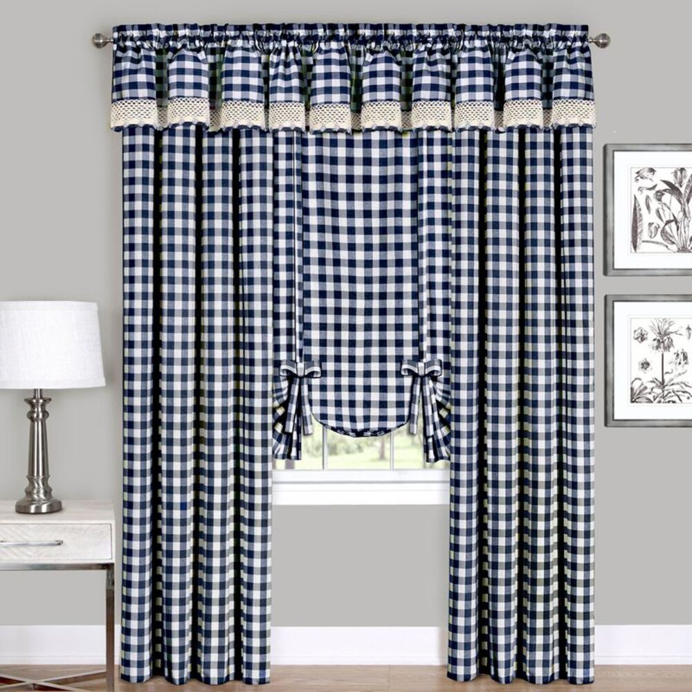 Ben&Jonah Collection Buffalo Check Window Curtain Valance - 58x14 - Navy